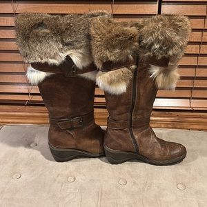 Nine West Brown Fur-Trimmed Winter Boots